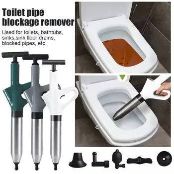 Плунжер для унитаза, Спрей высокого давления с манометром реального времени, Инструмент для устранения засора, Газовый вантуз из нержавеющей стали, Пробка для унитаза в ванной комнате One Size зелёный