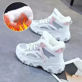 Plus 42 зимние женские кроссовки на платформе вулканизированные туфли модные Plus бархатные теплые повседневные кроссовки для женщин женские ботинки 35
