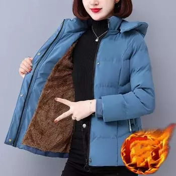 Плюс бархатная стеганая хлопковая куртка женская осенне-зимняя верхняя одежда корейская мода повседневное теплое женское пальто XXXXL чёрный