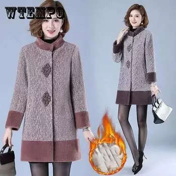 Плюс бархатное толстое норковое бархатное пальто женское зимнее пальто для мам среднего возраста в западном стиле XXXXXL коричневый