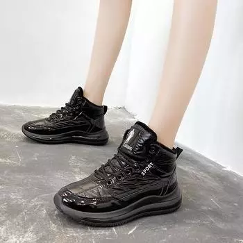 Плюс бархатные кроссовки для пар, новая зимняя теплая хлопковая обувь, женские универсальные высокие кроссовки 35