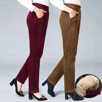 Плюс бархатные утепленные новые осенние и зимние вельветовые платья для мам с высокой талией, свободные брюки большого размера для среднего и пожилого возраста, вельветовые повседневные брюки XXXXL