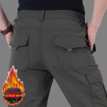 Плюс бархатный утолщенный эластичный прямой повседневный комбинезон 4XL серый