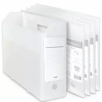 Plus Box File PP Box File A4 Clear White Set of 5 + 76-0085
