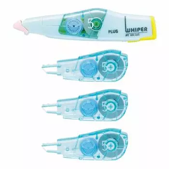 Plus Correction Tape Whiper PT Body 5mm 1 piece Replacement Tape 5mm Set of 3 Pale Blue