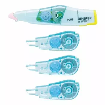 Plus Correction Tape Whiper PT Body 5mm 1 piece Replacement Tape 5mm Set of 3 Pale Blue