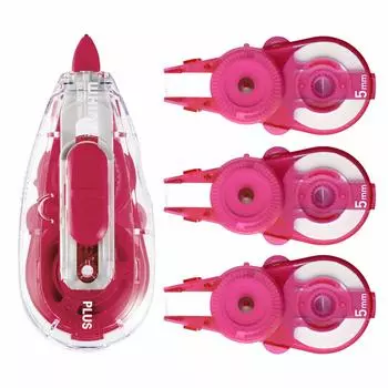 Plus Correction Tape Whiper Slide 5mm Pink 1 unit 3 replacement tapes set +