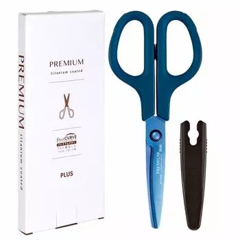 Plus Dirt and Rust Fit Cut Premium 30 Processed to maintain Paper box Navy Scissors, Resistant, Curve, Titanium, Non-stick, degrees, sharpness,