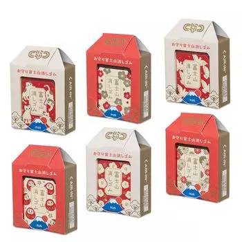 Plus Eraser Fuji Eraser Amulet Fuji 6 Pattern Set Air-in Mt. Монтана. Кот/Слива/Голубь/Дарума/Камелия/Хризантема ER-100AIF 36-217 6