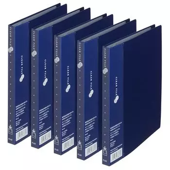 Plus File Clear File Super Economy A5 Vertical 20 Pockets Navy 5 Book Set FC-142EL