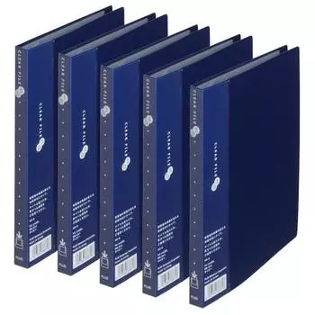 Plus File Clear File Super Economy A5 Vertical 20 Pockets FC-142EL Navy 5 Book Set