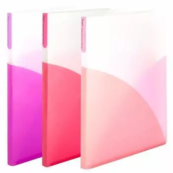 Plus file flat file plastic A4 Pasty 2-hole one-touch slide file pink gelato 3 color set