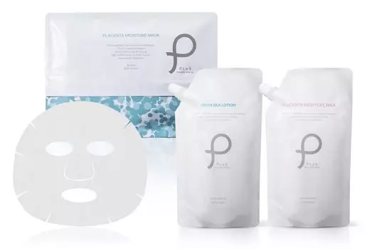 PLuS Limited Lotion Pack Emulsion Set Moisture Mask 35 шт. Moisture Silk Lotion 500 мл Placenta Moisture Milk Skin Care Basic Set Large Capacity