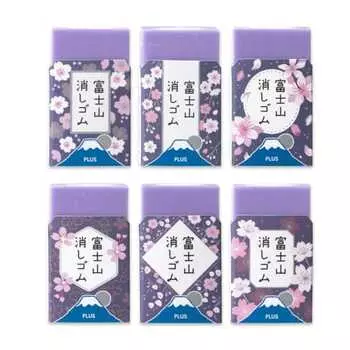 Plus Mt. Fuji Eraser Limited Night Cherry Blossom Purple Fuji Set of 6 ER-100AIF 36-205E