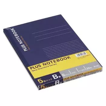Plus Notebook 30 sheets pack Semi-B5 (No. 6) B-ruled 5-book NO-003BS-5P 76-728
