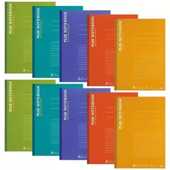 PLUS Notebook A4 40 sheets 10 volumes 5 colors included A-lined NO-204AS-10CP 76-745