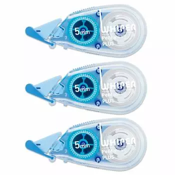PLUS Plus Correction Tape Whiper Petit 5mm Eco Package Blue 3 Pack 51-749