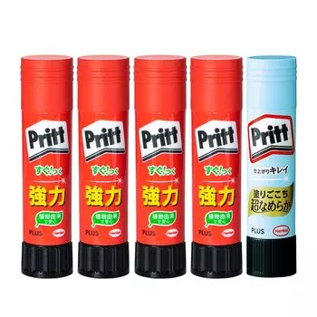 PLUS Plus Клей-карандаш Pritt, обычный размер 10 г, 4 шт., гладкий, 1 шт. + NS-701-41SM / 29-755