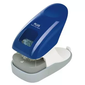 PLUS Plus Needleless Paper Tabletop 12 Sheet Blue Stapler, Stapler, Clinch, Type, Binding, 31-210