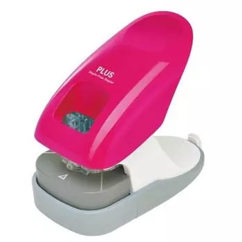 PLUS Plus Stapler, Needleless Stapler, Paper Clinch, Tabletop Type, 12 Sheet Binding, Pink 31-212
