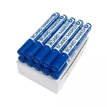 PLUS Plus Whiteboard Marker Blue Medium Point Round Core Blue 10 Pieces 423-285 10