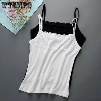 Плюс размер 100 кг, майка на подтяжках для женщин, нижняя одежда, тонкая бретелька, летняя тонкая кружевная сексуальная жилетка на лямках M белый