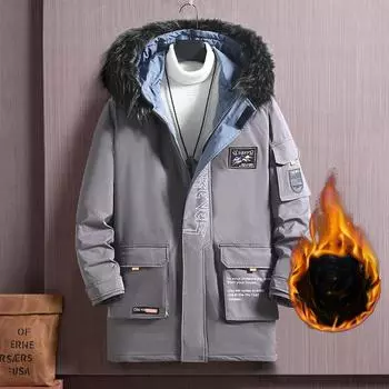 Плюс Размер 12XL 11XL 10XL Толстые Мужская хлопковая ветровка средней длины Куртка Свободная куртка с капюшоном Пальто Принт бандана XXXL чёрный