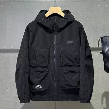 Плюс Размер 12XL Мужская куртка ветрозащитная с капюшоном ветровка с карманом на весну куртка для альпинизма Мужская 12XL чёрный