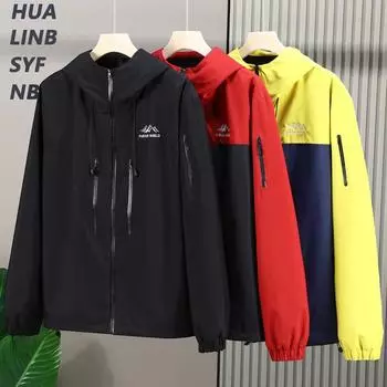 Плюс размер 4XL-12XL большой тренчкот для мужчин верхняя одежда мода длинный рукав ветровка мужские куртки с капюшоном 4XL чёрный