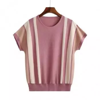 Плюс размер 5XL Летняя шелковая трикотажная футболка с короткими рукавами для мамочек Свободный женский свитер Топ XXXXXL зелёный