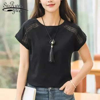 Плюс размер 5XL модная женская рубашка летняя хлопковая белая блузка женская с коротким рукавом повседневные женские топы рубашки M белый