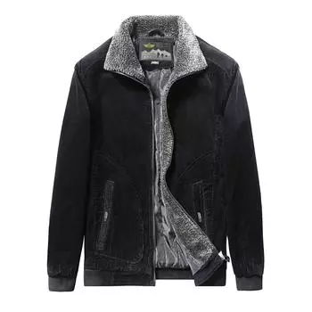 Плюс размер 6XL Plus Бархатная куртка Мужское стеганое пальто Свободное мужское пальто среднего возраста 6XL чёрный