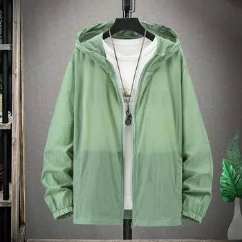 Плюс размер 8XL 10XL Мужская летняя одежда с повышенной защитой от солнца, легкая куртка с капюшоном и длинными рукавами на молнии для защиты от солнца 10XL белый