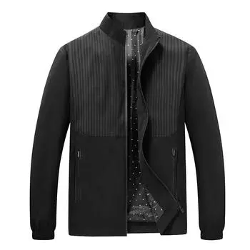 Плюс размер 8XL Мужская куртка Весна и осень с воротником-стойкой для отдыха Деловое тонкое пальто XL чёрный