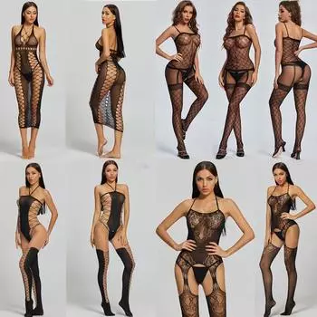 Плюс Размер Ажурное Сексуальное Женское Белье Экзотическое Платье Для Ночных Клубов для Женщин Эротический Горячий Сексуальный Костюм Babydoll Секс Нижнее Белье Открытое Белье с вырезами One Size