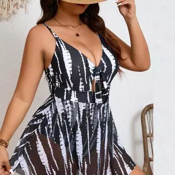 Плюс Размер Бикини Комплект Женщин Печати Короткий Купальник Push Up Большой Купальник Зебра Полоски Купальный Костюм XL