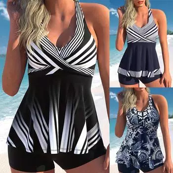 Плюс Размер Бикини Женщины Печати Лоскутная Пляжная Одежда Купальник Мода Из Двух Частей Комплект Бикини Лето Бразилия Push Up Купальник Biquini 0XL чёрный