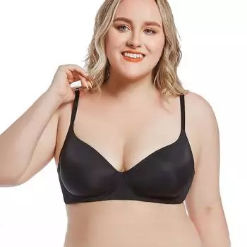 Плюс размер CDEFG чашка бесшовное женское нижнее белье сексуальный глубокий V бюстгальтер пуш-ап однотонный повседневный большой размер тучное пышное нижнее белье 70C чёрный