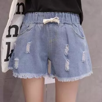 Плюс размер джинсовые джинсы женские летние модные тонкие повседневные женские шорты с высокой талией брюки S темно-синий