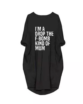 Плюс Размер Футболка с цветным принтом в виде букв, Повседневное платье с длинным рукавом и круглым вырезом на весну и осень, Женская одежда больших размеров 1XL чёрный