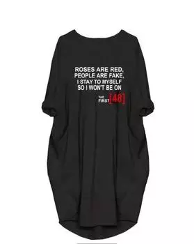 Плюс Размер Футболка с цветным принтом в виде букв, Повседневное платье с длинным рукавом и круглым вырезом на весну и осень, Женская одежда больших размеров 1XL чёрный