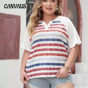 Плюс размер футболка с принтом Летние темпераментные пригородные топы с v-образным вырезом и короткими рукавами XL белый