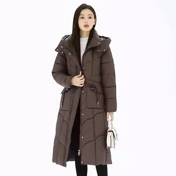 Плюс размер L-7XL элегантные длинные парки для женщин пальто модные свободные толстые теплые зимние пальто женские куртки с капюшоном 2XL красный