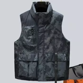 Плюс размер L-8XL модные зимние теплые жилеты мужская верхняя одежда повседневные толстые безрукавки парки с капюшоном жилет L чёрный