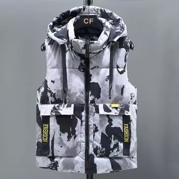 Плюс размер L-8XL модные зимние теплые жилеты для мужчин верхняя одежда с капюшоном повседневные толстые парки без рукавов мужской жилет M чёрный