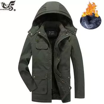 Плюс размер L ~8xl зимняя куртка мужская толстая брендовая флисовая верхняя одежда с капюшоном многокарманная зимняя парка пальто 8XL серый