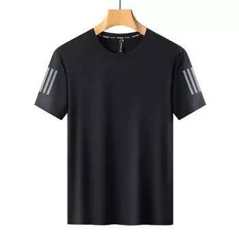 Плюс размер Ледяная шелковая футболка Круглый вырез с коротким рукавом Плюс размер Дышащая спортивная повседневная футболка 8XL белый