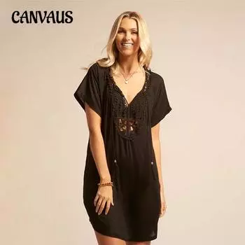 Плюс размер летние женские пляжные накидки сексуальные открытые повседневные праздничные солнцезащитные кремы бикини накидки One Size чёрный