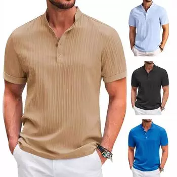 Плюс размер, летняя новая мужская рубашка в полоску из хлопка и льна в стиле ретро, повседневная свободная рубашка S чёрный