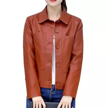 Плюс размер M-4xl Женские базовые пальто с длинным рукавом Женские зимние модные кожаные куртки на пуговицах M чёрный